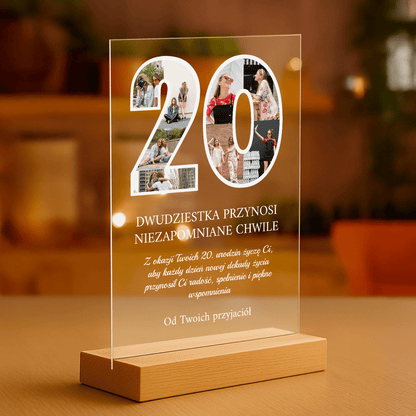 Życzenia z okazji 20. urodzin - personalizowany druk na szkle dla przyjaciółki - Emmygift.pl