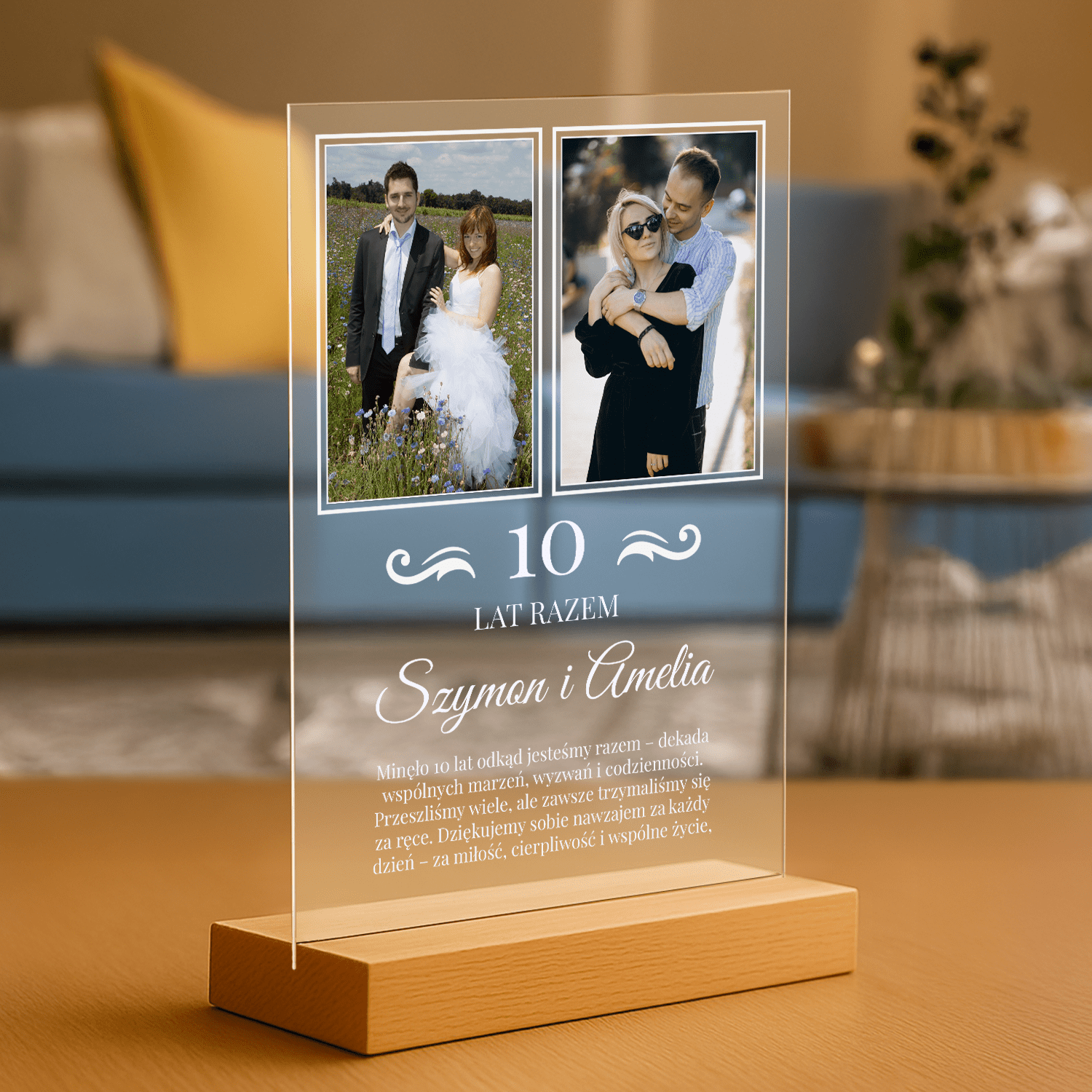 10 lat razem - personalizowany druk na szkle - Emmygift.pl