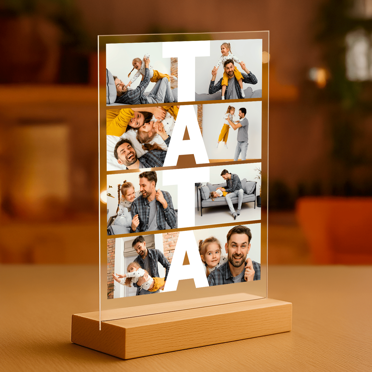 Fotokolaż 8 zdjęć z tatą - personalizowany druk na szkle - Emmygift.pl