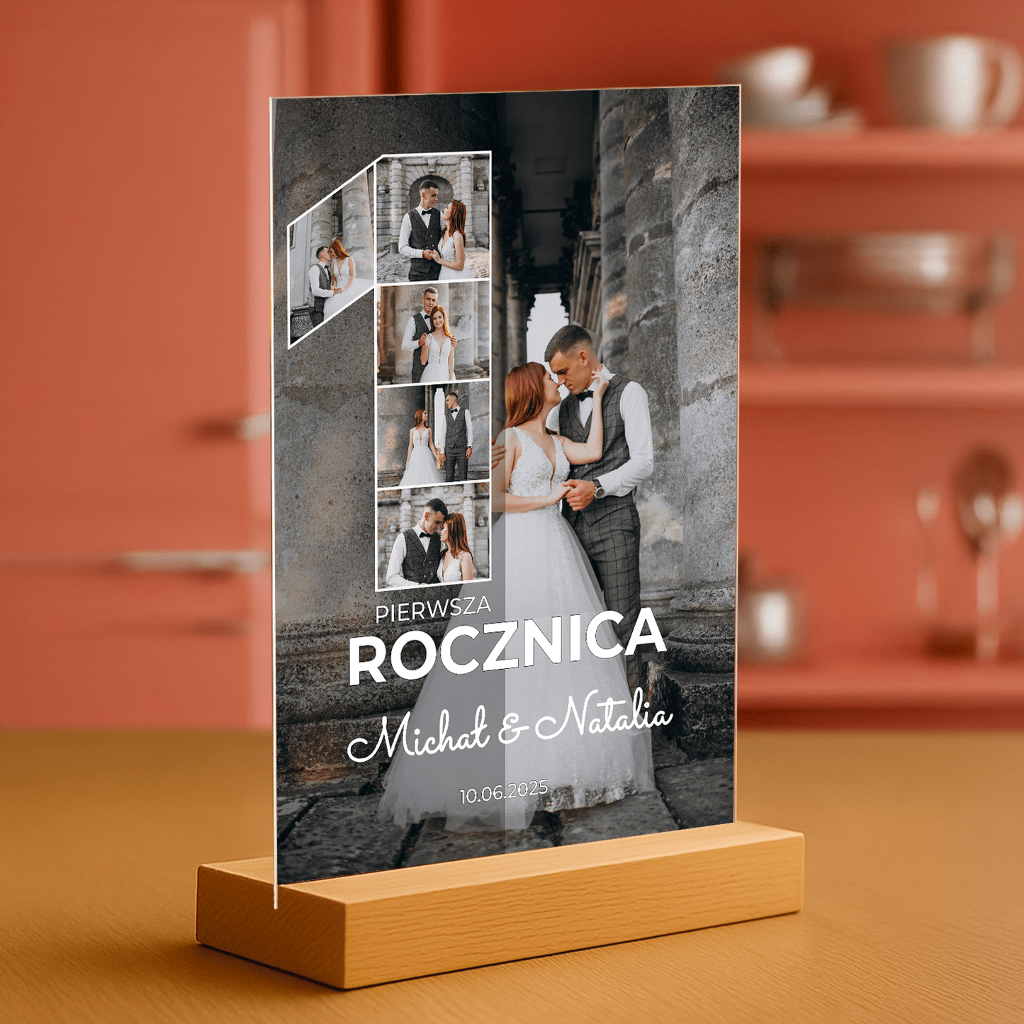 Pierwsza rocznica - personalizowany druk na szkle - Emmygift.pl