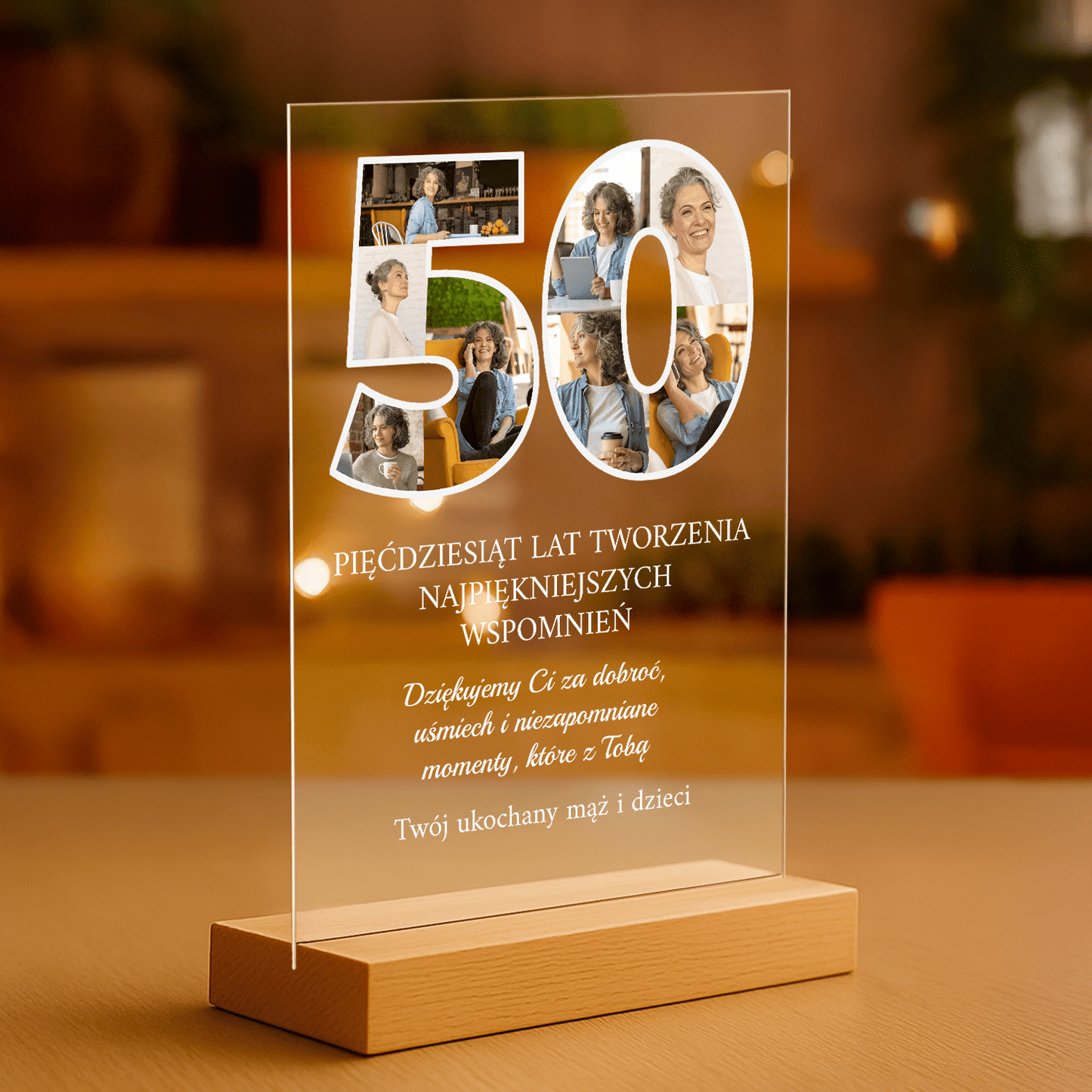 50 lat najpiękniejszych wspomnień - personalizowany druk na szkle dla kobiety - Emmygift.pl
