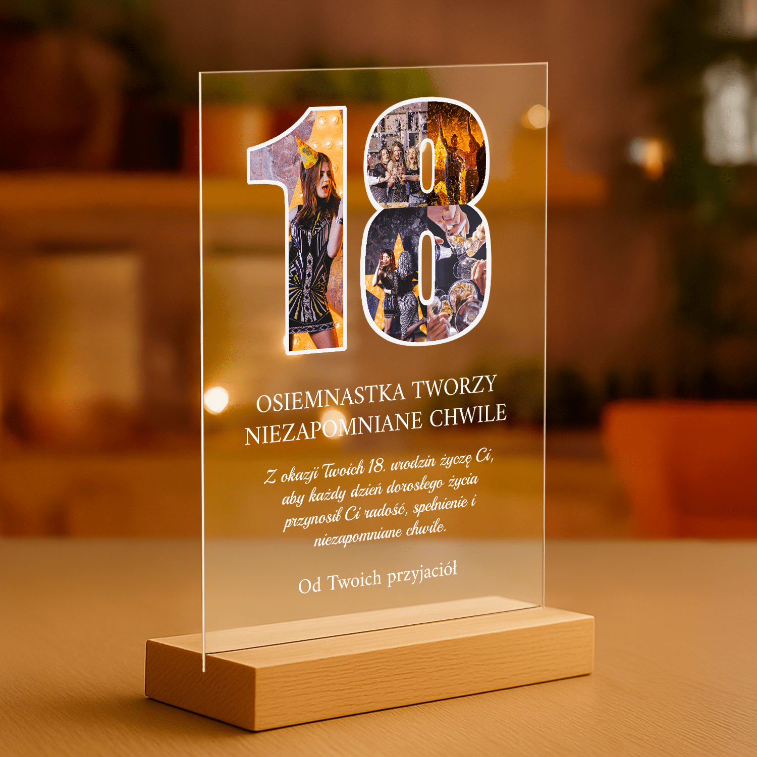 18 urodziny - personalizowany druk na szkle dla przyjaciółki - Emmygift.pl