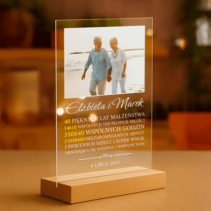 40 pięknych lat małżeństwa - personalizowany druk na szkle - Emmygift.pl