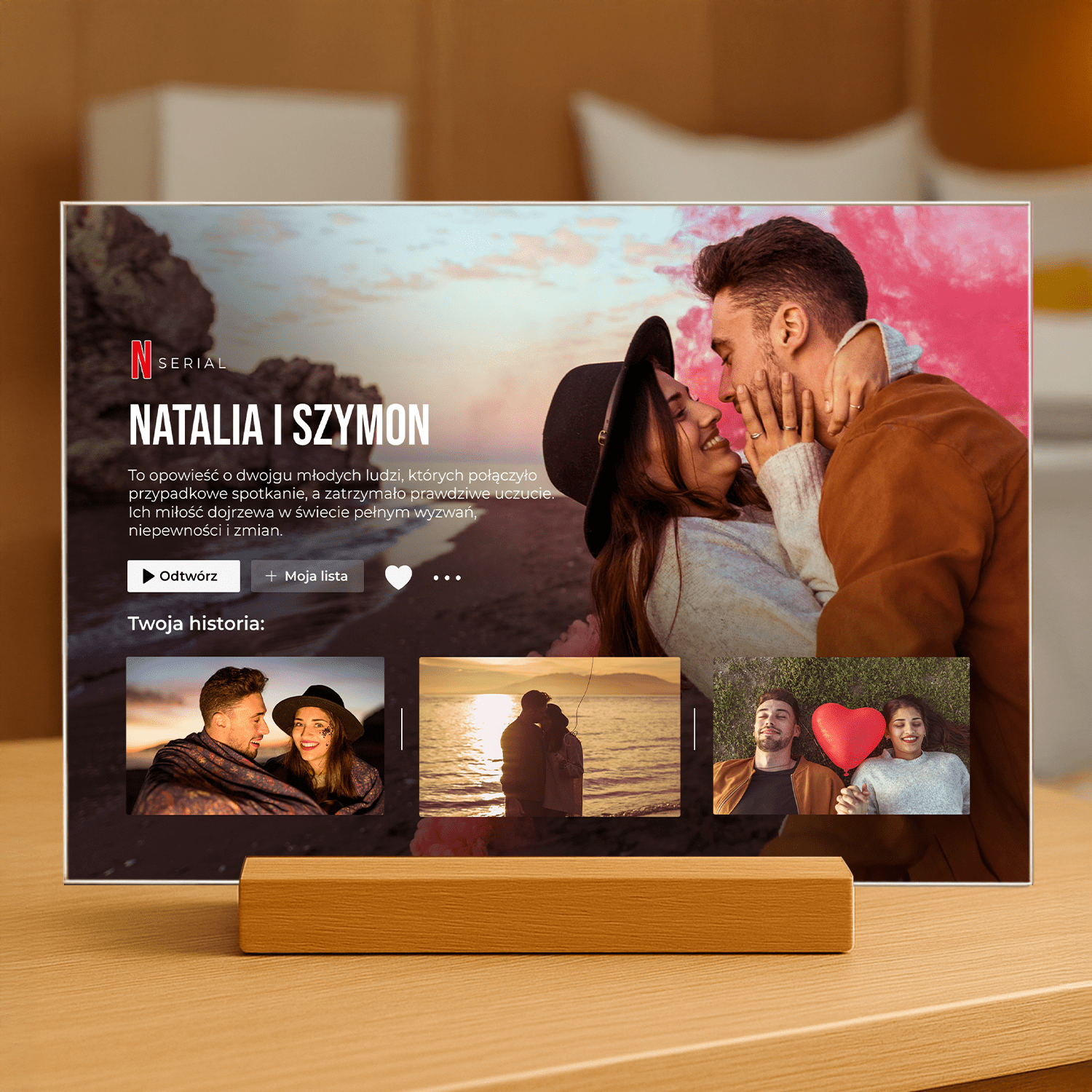 Miłosny serial - personalizowany druk na szkle - Emmygift.pl