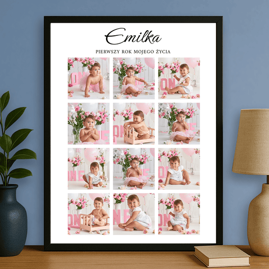 Pierwszy rok życia - personalizowany plakat dla dziecka - Emmygift.pl