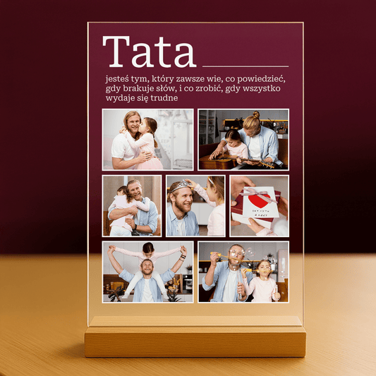 Kolaż 7 zdjęć + tekst - personalizowany druk na szkle - Emmygift.pl