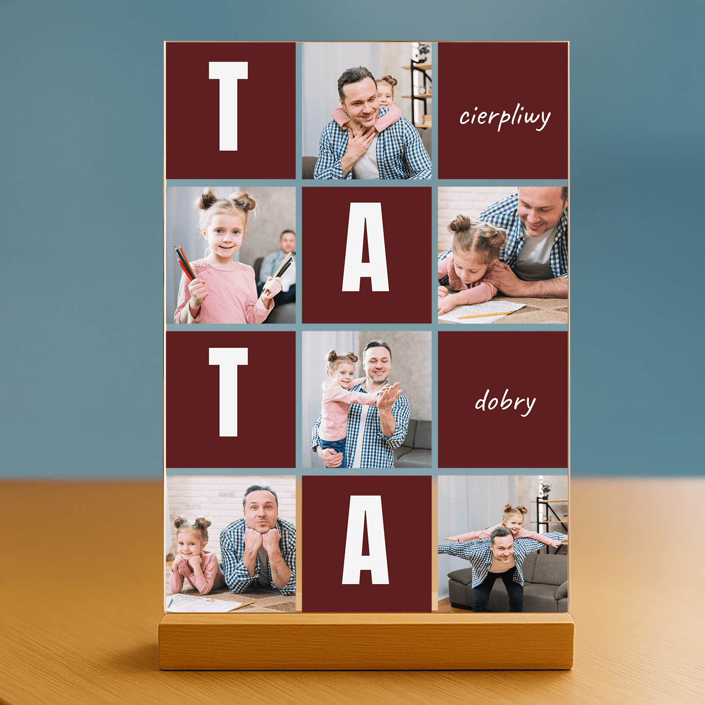 Dobry i cierpliwy tata - personalizowany druk na szkle - Emmygift.pl