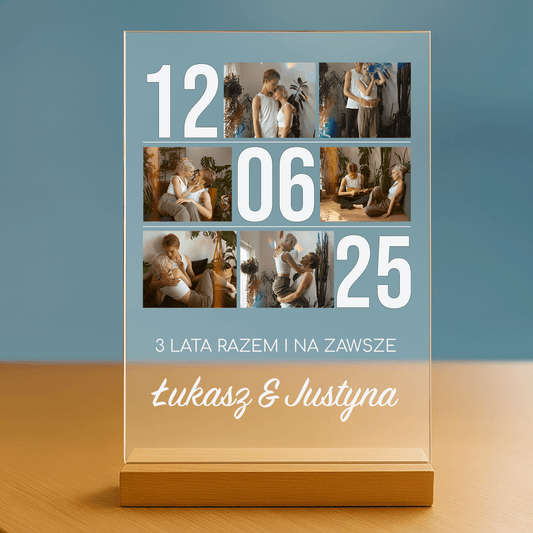 Trzy lata razem - personalizowany druk na szkle - Emmygift.pl
