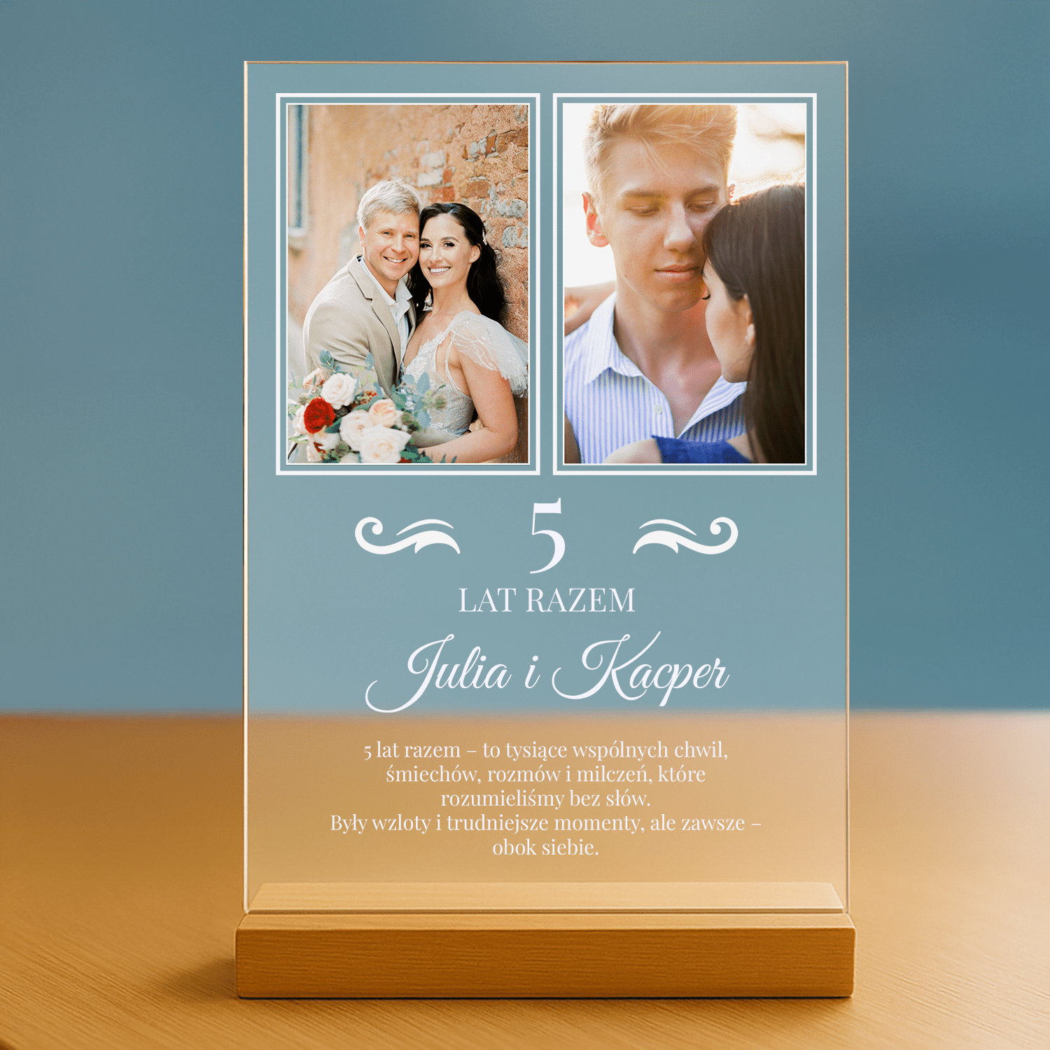 5 lat razem - personalizowany druk na szkle - Emmygift.pl