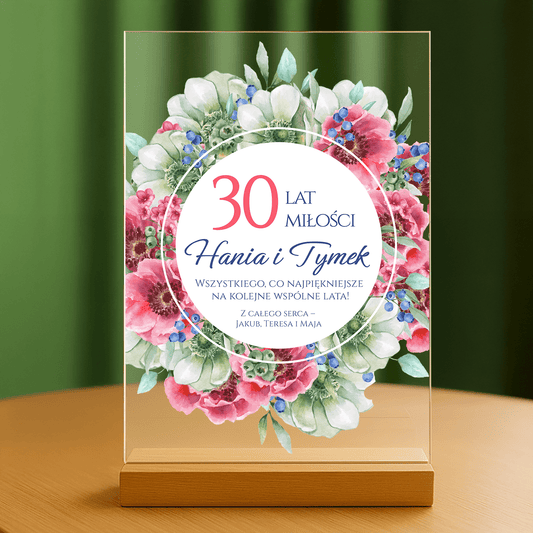 30 rocznica ślubu - personalizowany druk na szkle - Emmygift.pl