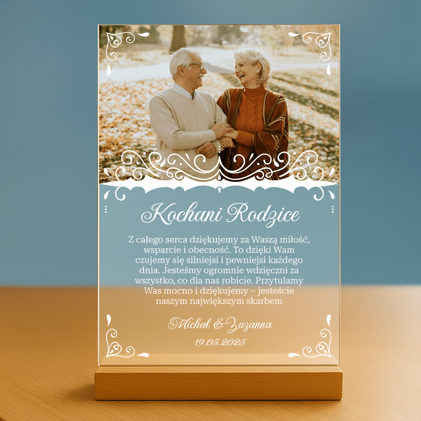 Podziękowanie dla rodziców - personalizowany druk na szkle - Emmygift.pl