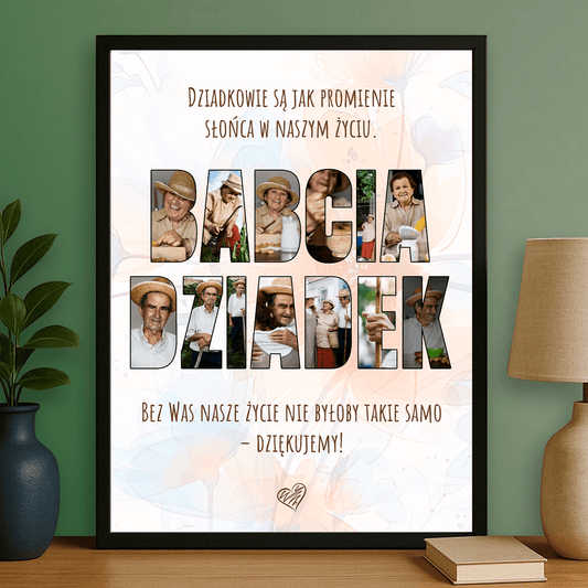 Kolaż babcia i dziadek - personalizowany plakat dla babci - Emmygift.pl