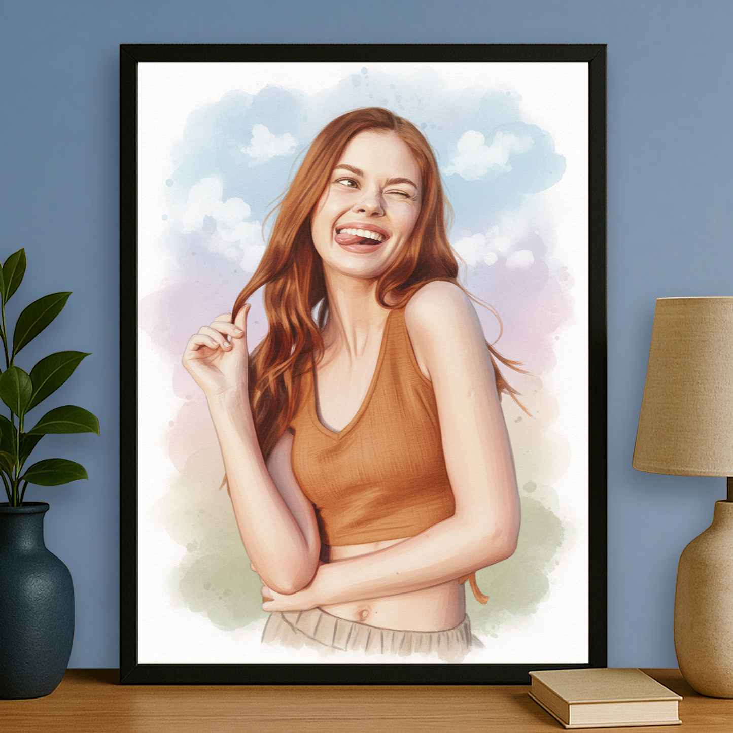 Dziewczyna jak namalowana akwarelami - portret na plakacie dla niej