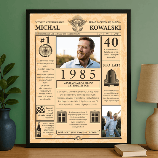 Strona z gazety - personalizowany plakat dla mężczyzny - Emmygift.pl