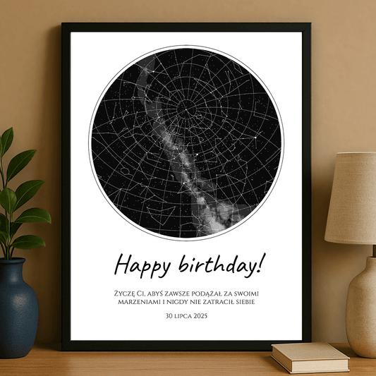 Urodzinowa mapa gwiazd - personalizowany plakat dla niego - Emmygift.pl