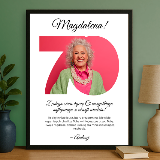 Życzenia od serca na 70. - personalizowany plakat dla kobiety