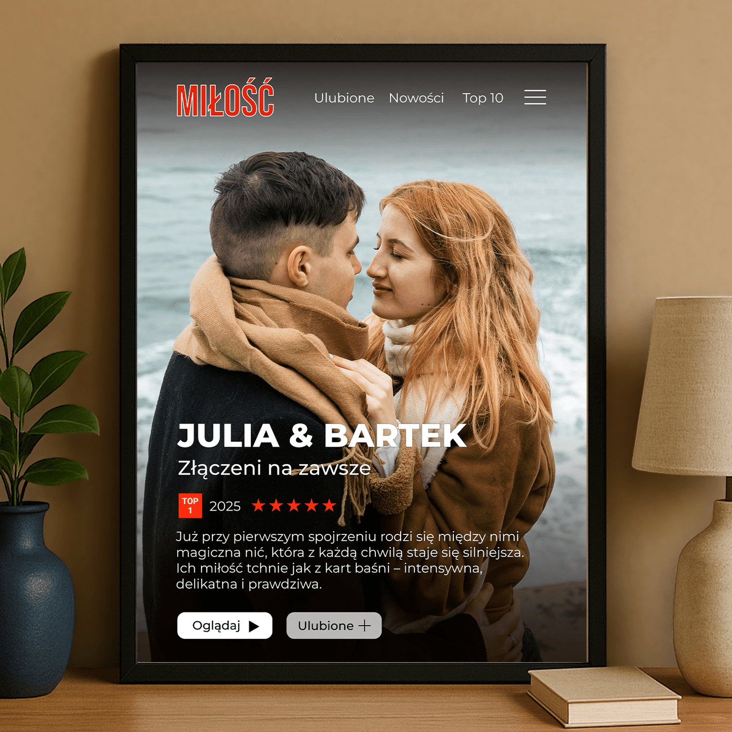 Miłość jak z filmu - personalizowany plakat dla pary - Emmygift.pl