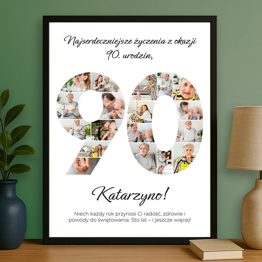 Życzenia z okazji 90. urodzin - personalizowany plakat dla babci