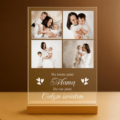 Kolaż 4 zdjęć dla mamy - personalizowany druk na szkle - Emmygift.pl