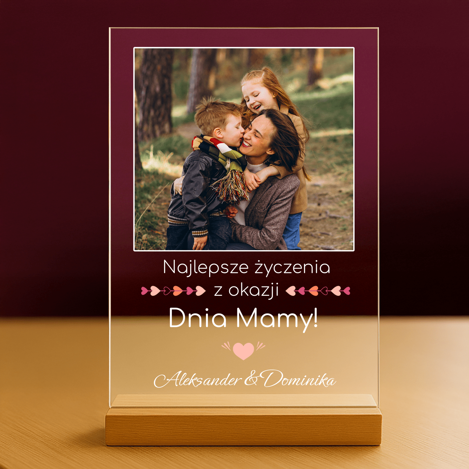 Najlepsze życzenia na Dzień Mamy - personalizowany druk na szkle dla mamy - Emmygift.pl