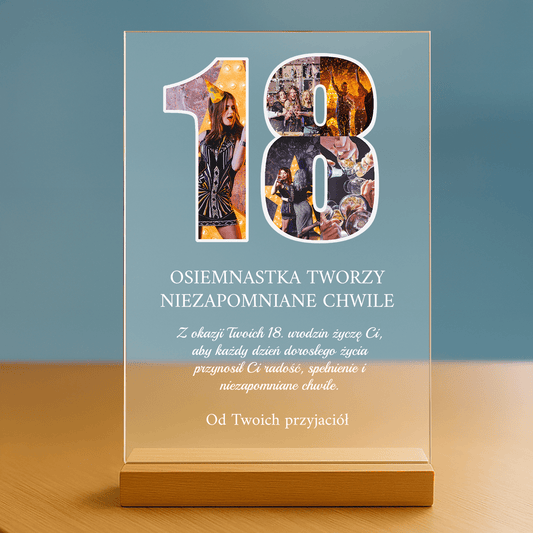 18 urodziny - personalizowany druk na szkle dla przyjaciółki - Emmygift.pl