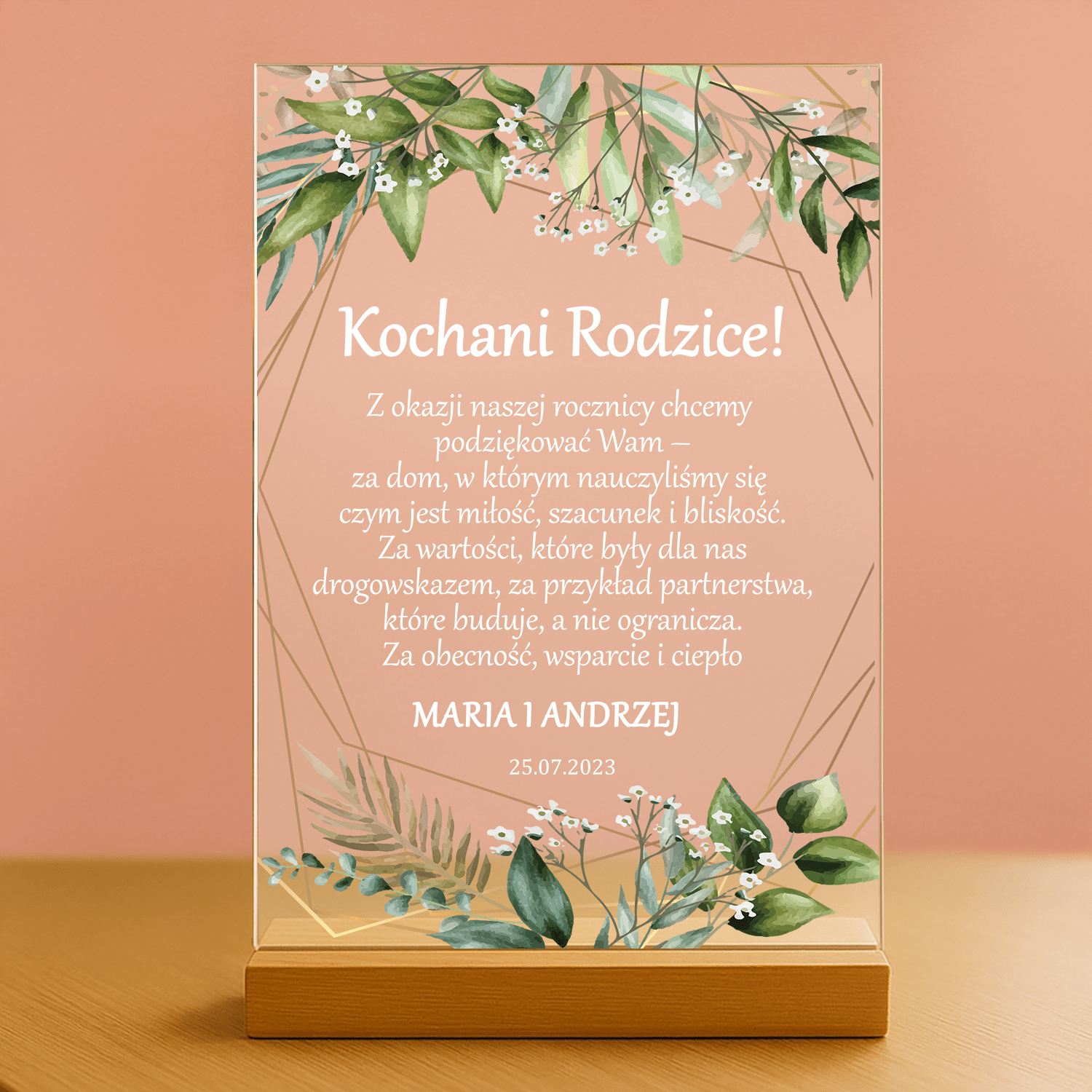 Kochani rodzice! - personalizowany druk na szkle - Emmygift.pl