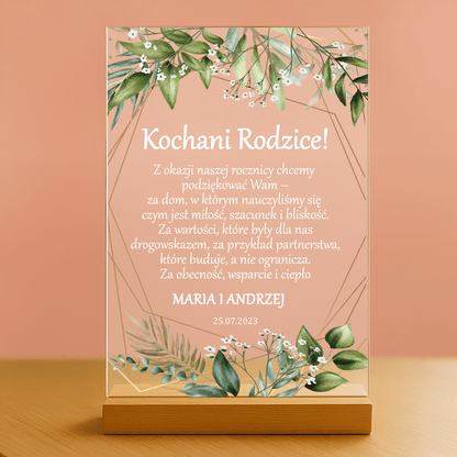 Kochani rodzice! - personalizowany druk na szkle - Emmygift.pl