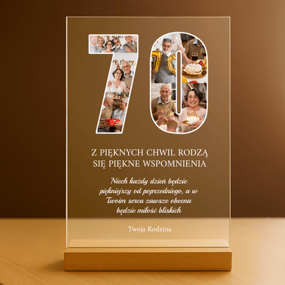 Życzenia na 70. - personalizowany druk na szkle na urodziny - Emmygift.pl
