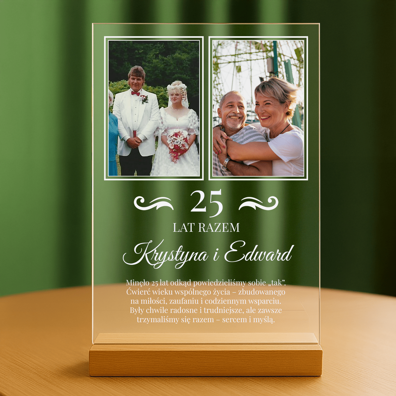 25 lat małżeństwa - personalizowany druk na szkle - Emmygift.pl