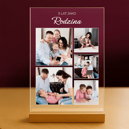 5 lat jako rodzina - personalizowany druk na szkle dla rodziców - Emmygift.pl