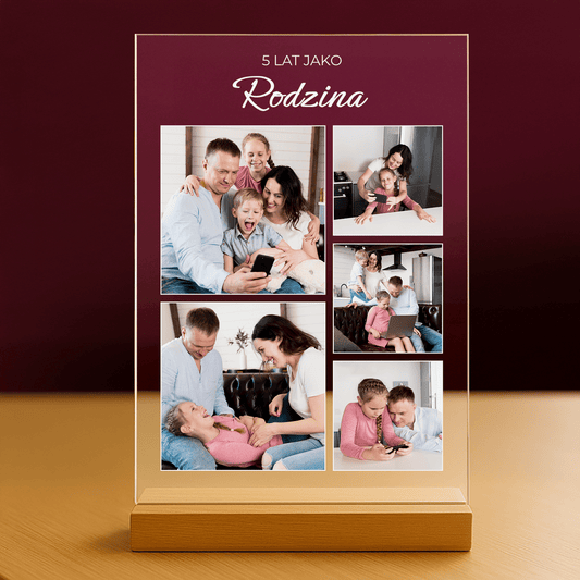 5 lat jako rodzina - personalizowany druk na szkle dla rodziców - Emmygift.pl