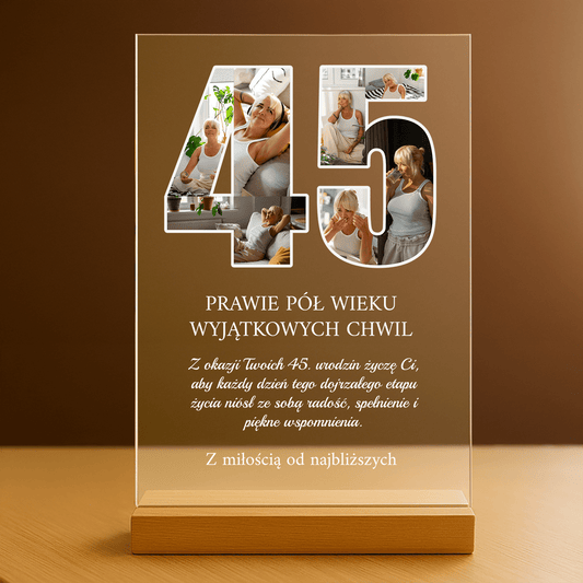 Na 45 urodziny - personalizowany druk na szkle dla kobiety - Emmygift.pl