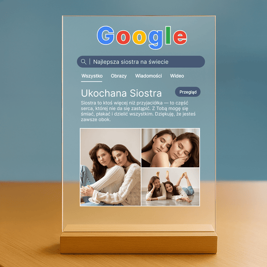 Szukaj Siostra - personalizowany druk na szkle, prezent dla Siostry - Emmygift.pl