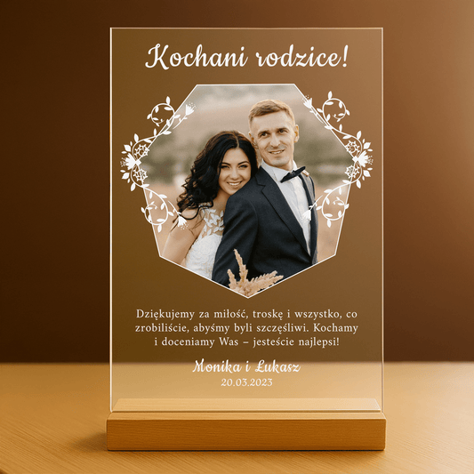 Podziękowanie dla rodziców - personalizowany druk na szkle dla rodziców - Emmygift.pl