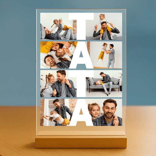 Fotokolaż 8 zdjęć z tatą - personalizowany druk na szkle - Emmygift.pl