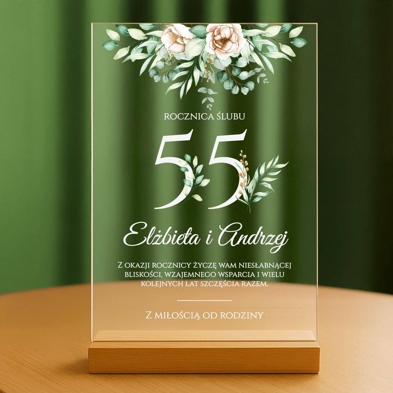 55 rocznica ślubu - personalizowany druk na szkle - Emmygift.pl