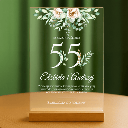 55 rocznica ślubu - personalizowany druk na szkle - Emmygift.pl