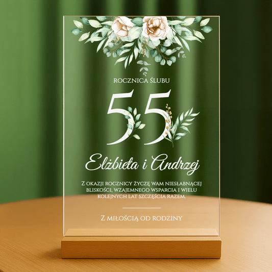 55 rocznica ślubu - personalizowany druk na szkle - Emmygift.pl