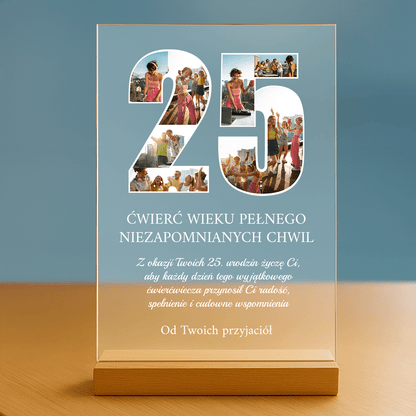 Ćwierć wieku niezapomnianych chwil - personalizowany druk na szkle dla przyjaciółki - Emmygift.pl