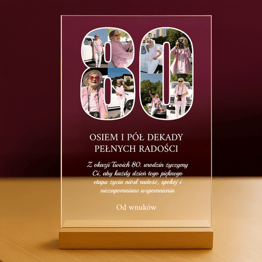 80 lat pełnych radości - personalizowany druk na szkle dla babci - Emmygift.pl