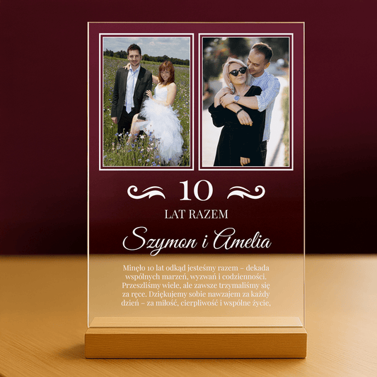 10 lat razem - personalizowany druk na szkle - Emmygift.pl