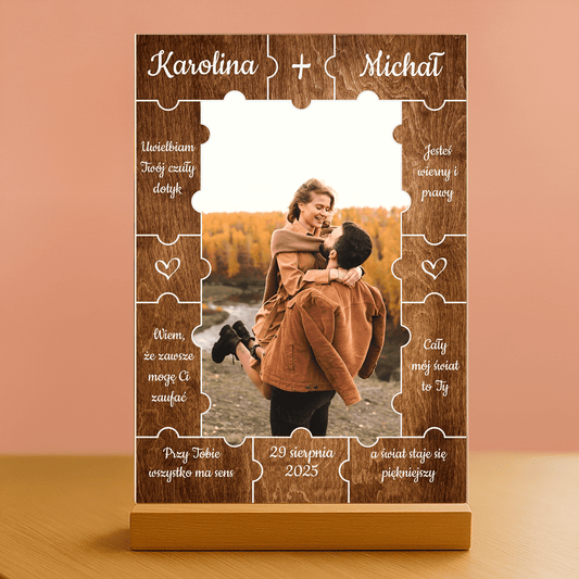 Puzzle zakochanych - personalizowany druk na szkle dla pary - Emmygift.pl