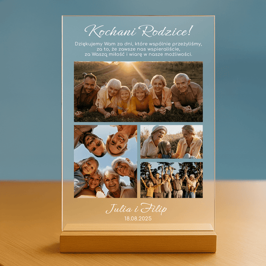 Kochanym rodzicom - personalizowany druk na szkle dla rodziców - Emmygift.pl