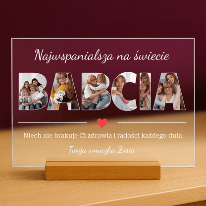 Babcia najwspanialsza na świecie - personalizowany druk na szkle - Emmygift.pl