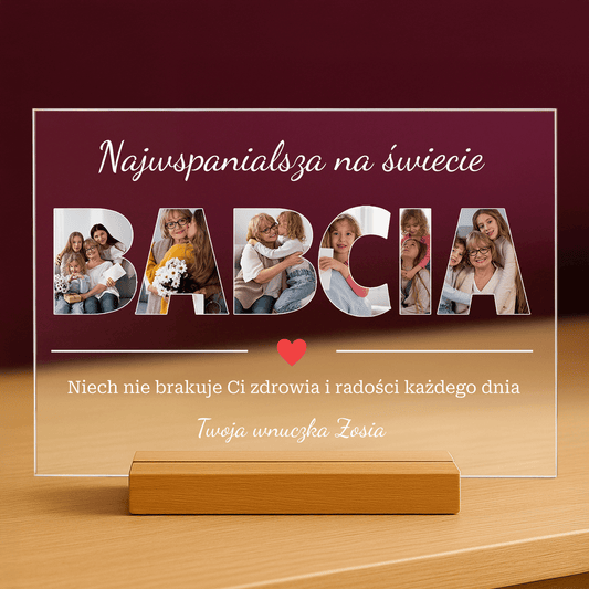 Babcia najwspanialsza na świecie - personalizowany druk na szkle - Emmygift.pl