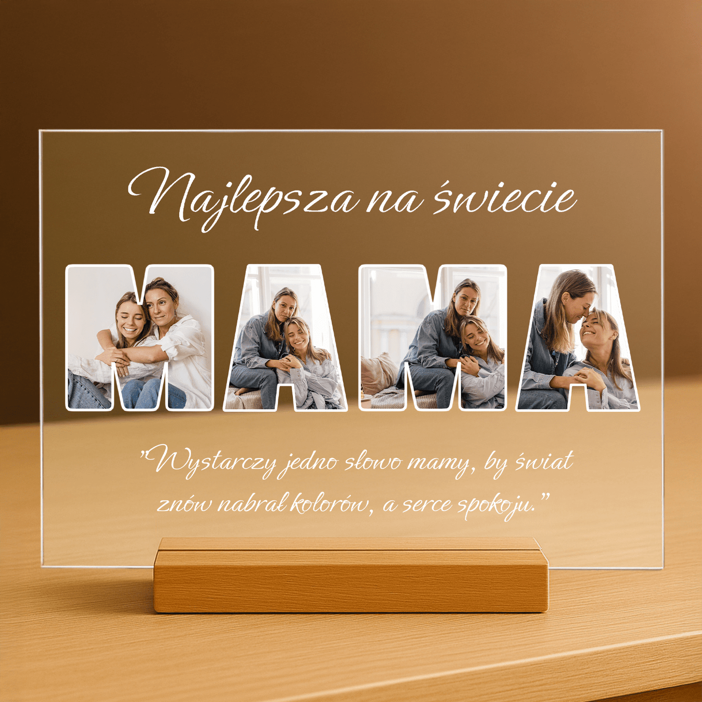 Najlepsza mam na świecie zdjęcia + tekst - personalizowany druk na szkle dla mamy - Emmygift.pl