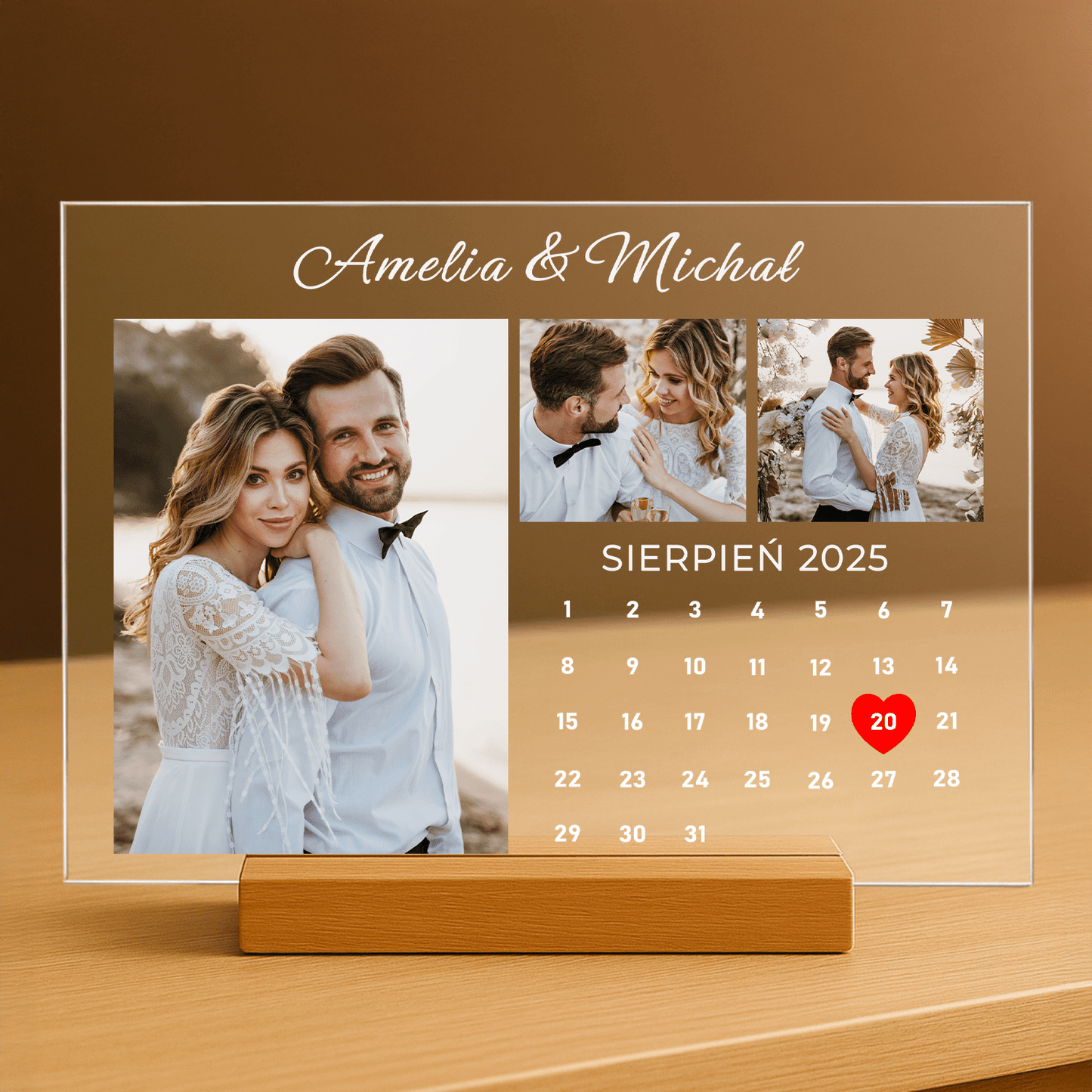 Pamiątka ślubna - personalizowany druk na szkle dla pary - Emmygift.pl