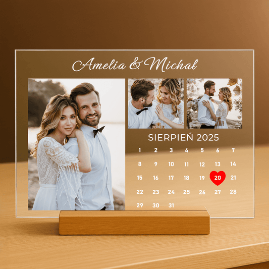 Pamiątka ślubna - personalizowany druk na szkle dla pary - Emmygift.pl