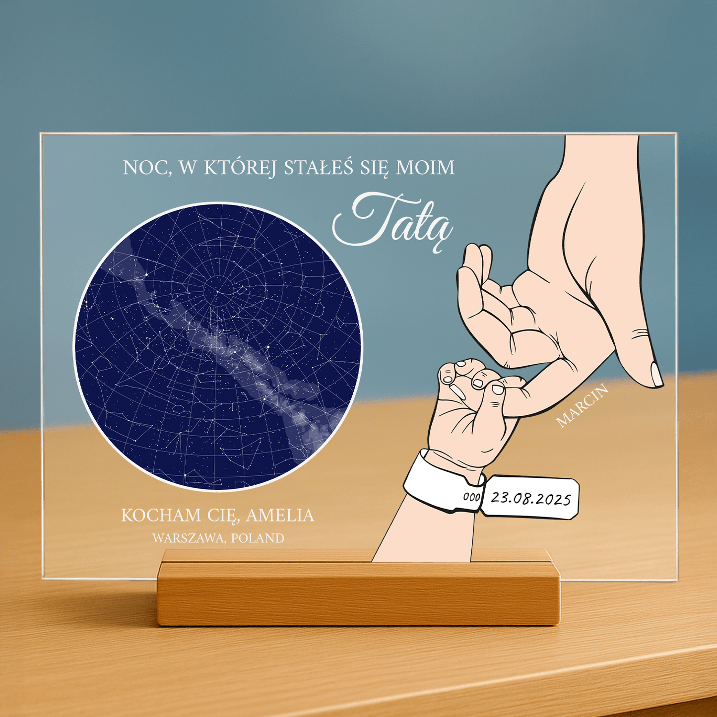 Noc, w której stałeś się tatą - personalizowany druk na szkle dla taty - Emmygift.pl