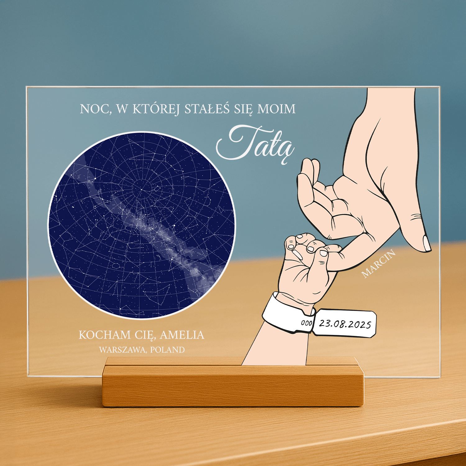 Noc, w której stałeś się tatą - personalizowany druk na szkle dla taty - Emmygift.pl
